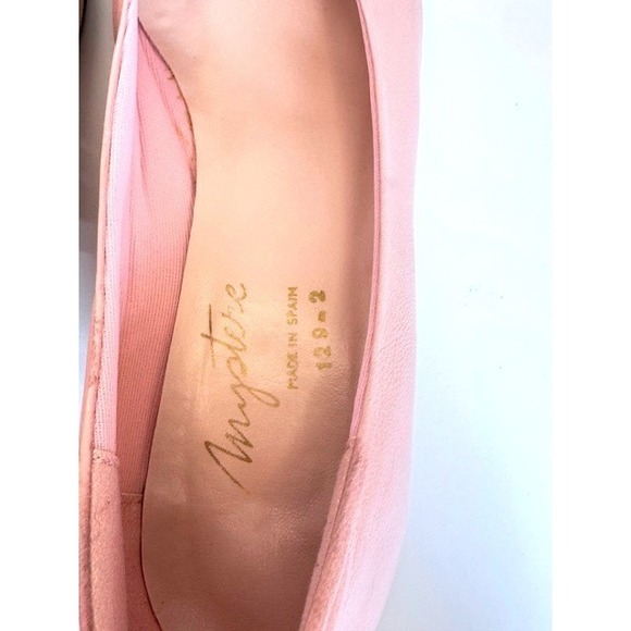 VTG 80s Mystere Pink Leather Kitten Heels Made in Spain Almond Toe Pumps Sz 8 - Picture 8 of 11
